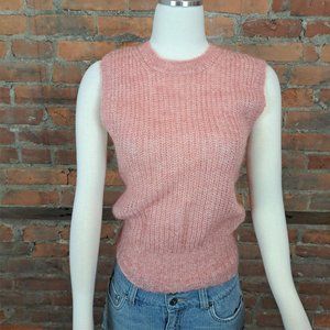 SOLDVintage Sweater Sleeveless Pink Mohair Blend Crew Neck Size XSP